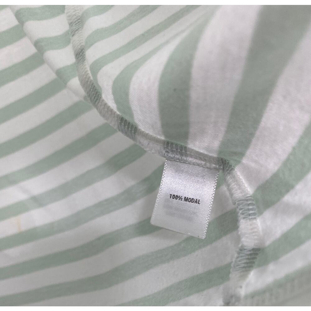 St. John Cap Sleeve V Neck White & Mint Green Stripes Top Blouse SMALL - Picture 5 of 7